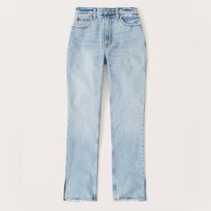 Abercrombie Curve Love Ultra High Rise 90s Straight Jean - Light with Vent Hem